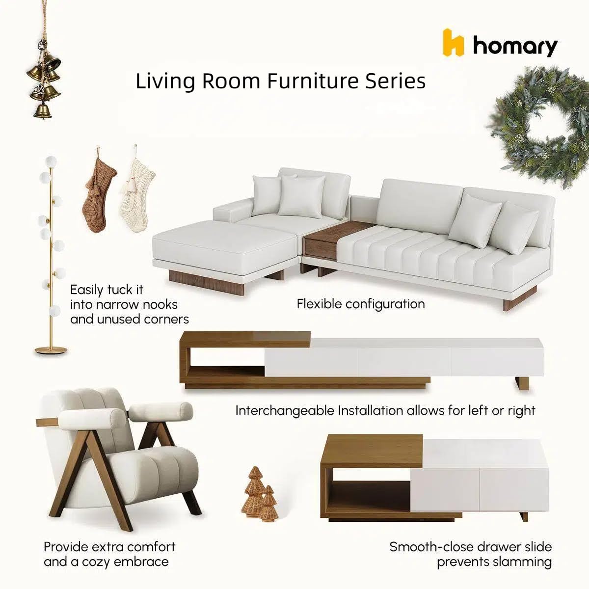 Mid-Century Coffee Table and TV Stand Set of 2