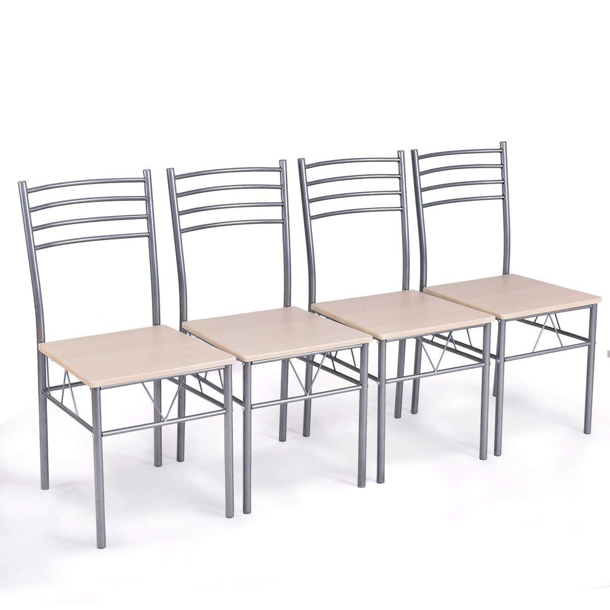 5-Piece Glass Top Dining Set with 4 Chairs
