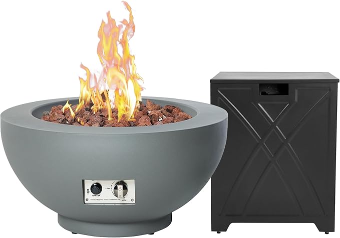 28-Inch Propane Fire Table with Lid and Cover