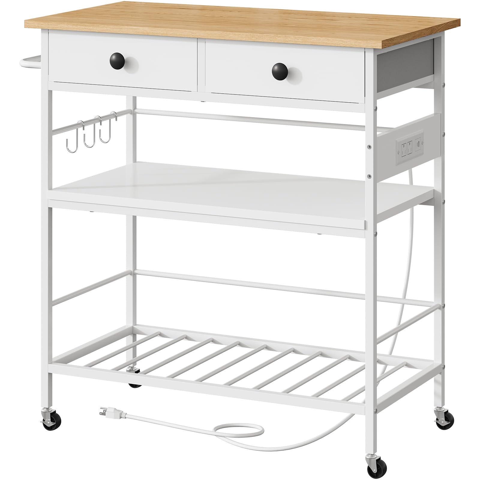 Kitchen Island with Storage and Rolling Cart