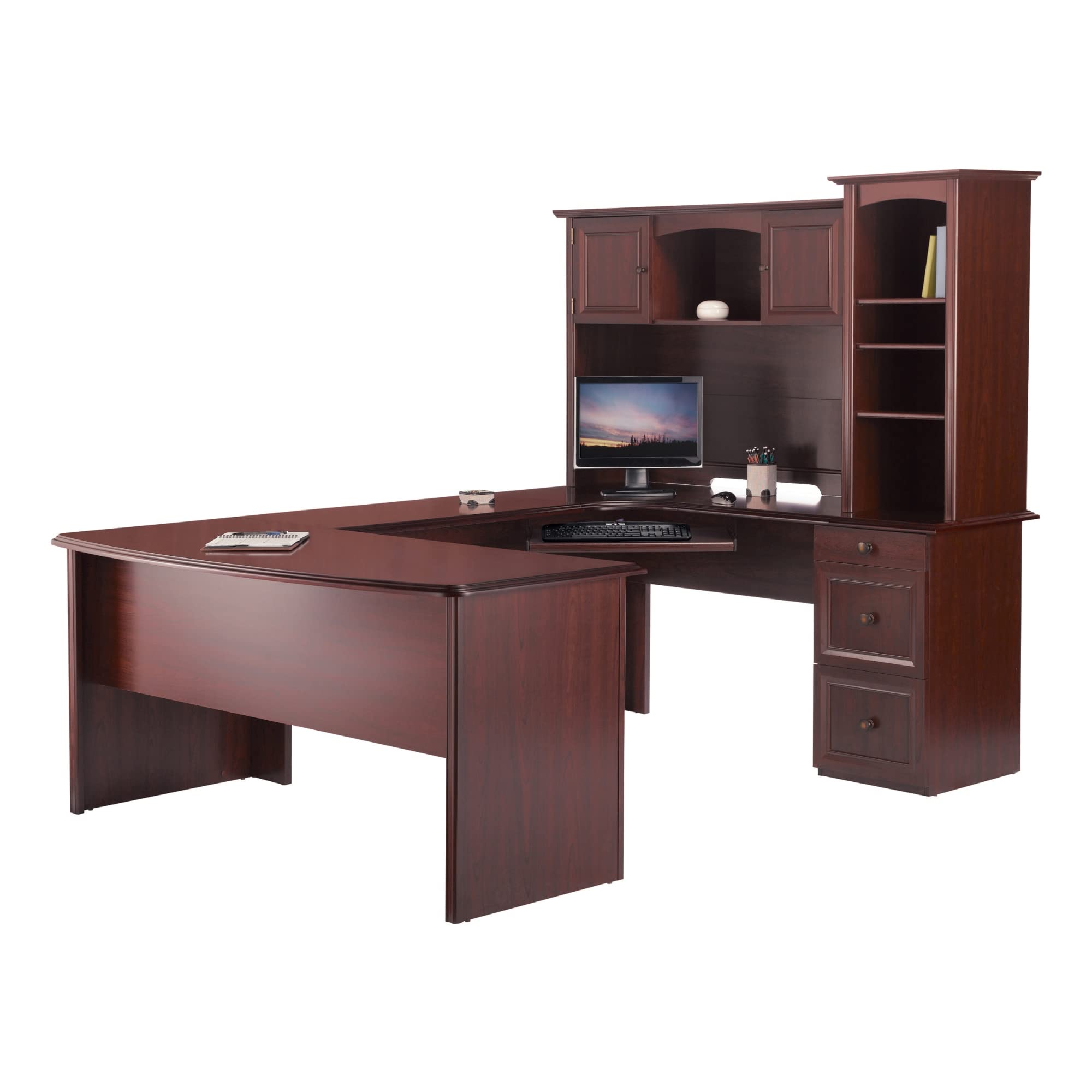 65" W Hutch for U-Shaped Desk - Cherry