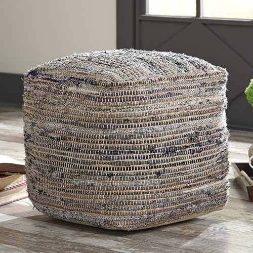 Square Hemp Pouf Ottoman 16x16x16