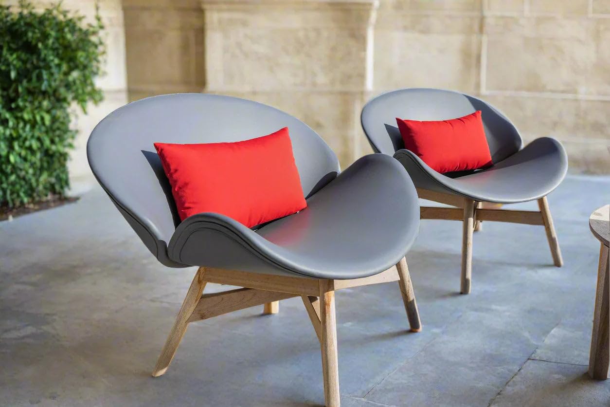 Outdoor Lumbar Throw Pillows Set of 4 - Red
