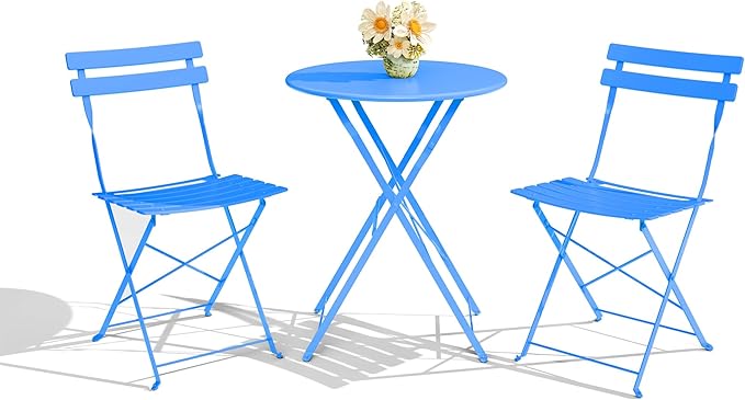 3-Piece Folding Bistro Set - Outdoor Patio Table and Chairs