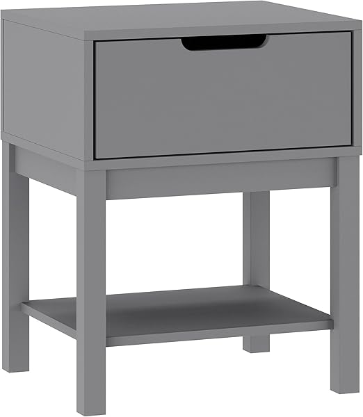 Kids Wood Nightstand with Drawer and Shelf
