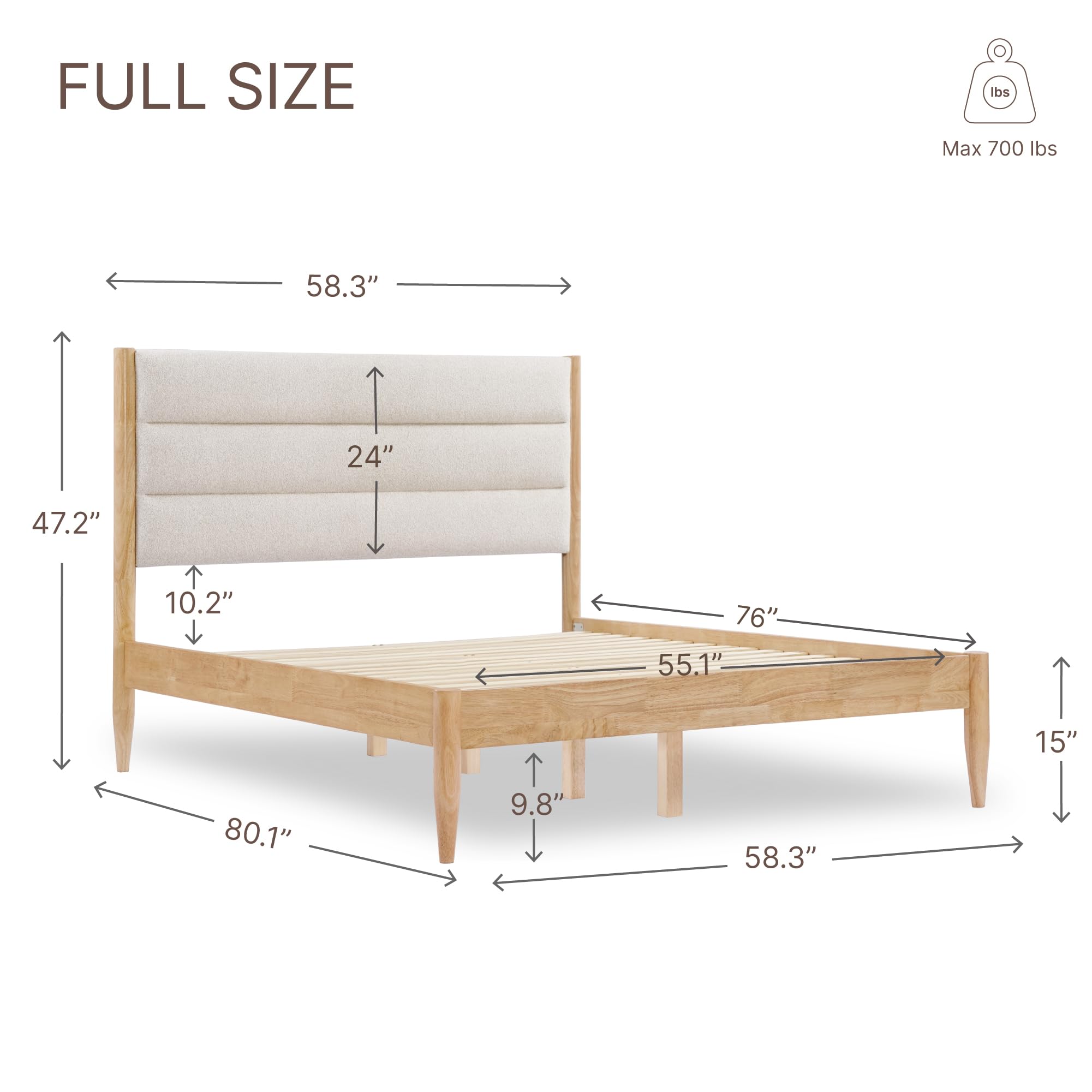 Full Size Upholstered Platform Bed Frame with Headboard
