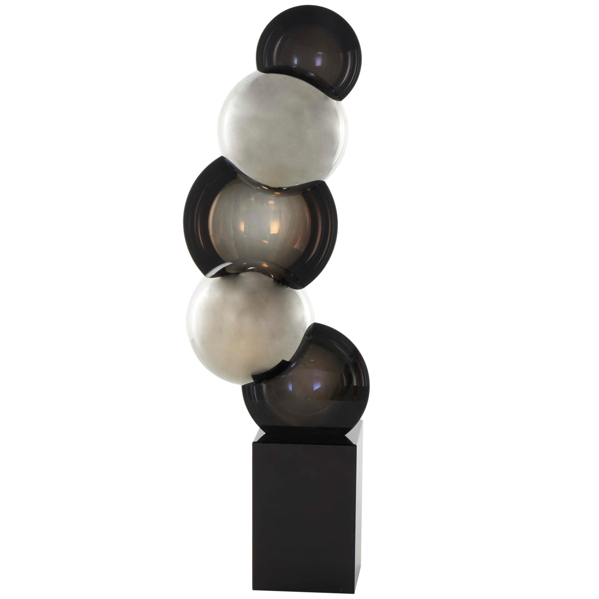 Glass Abstract Decorative Sculpture with Black Base