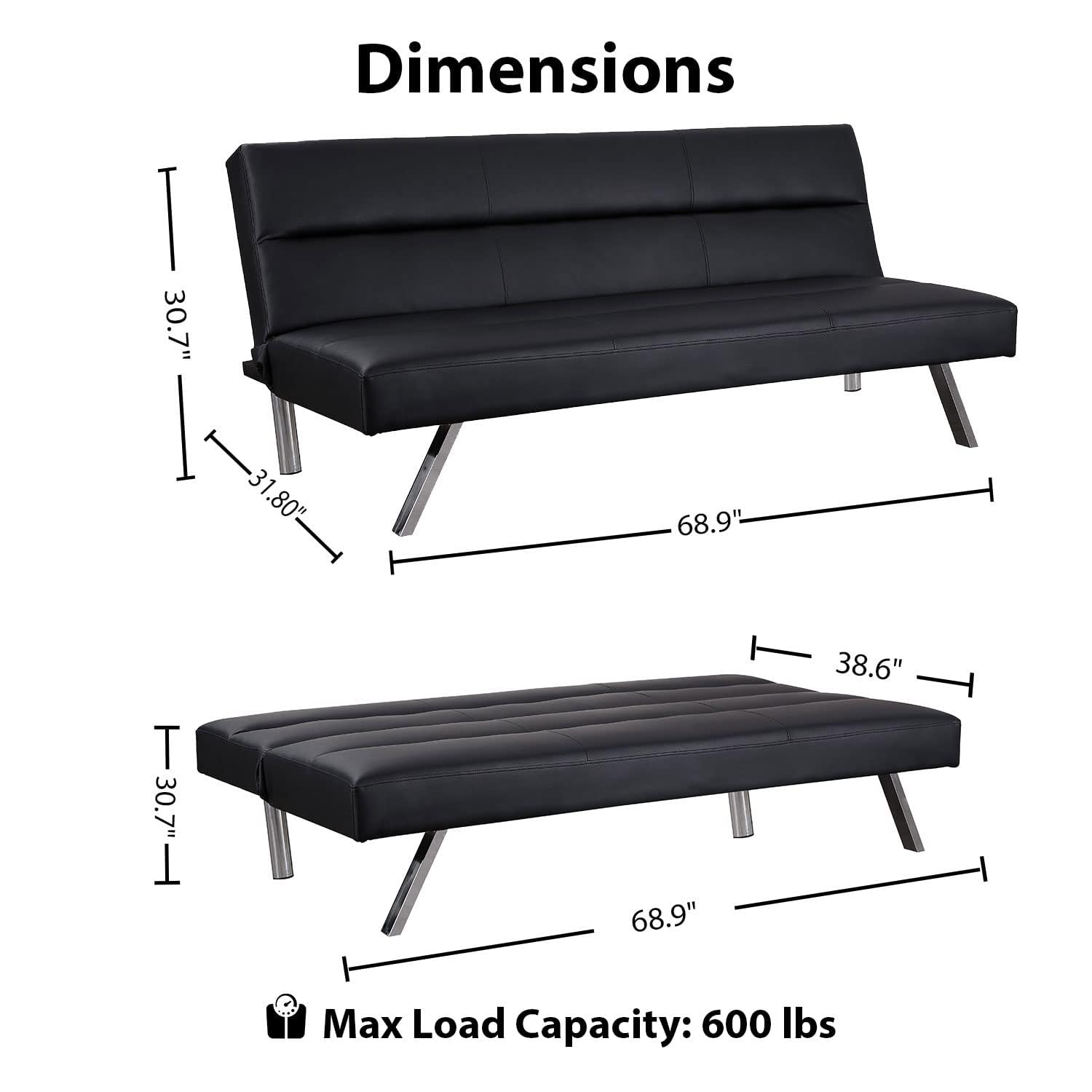 3-in-1 Convertible Futon Sofa Bed