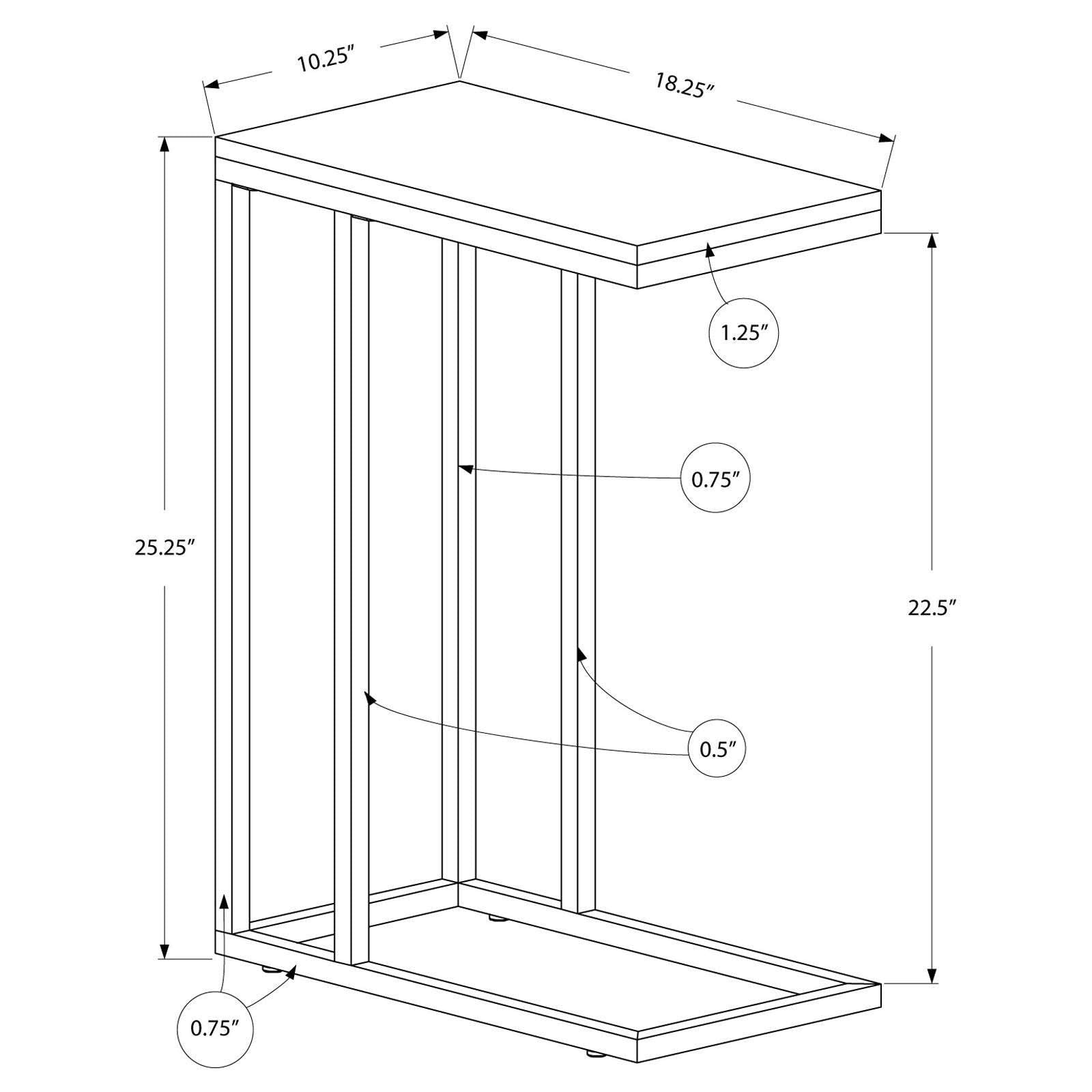 C-Shaped Accent Table with Chrome Base
