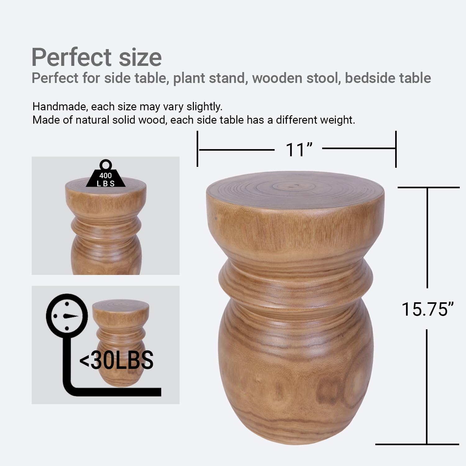 Handcrafted Tree Stump Side Table