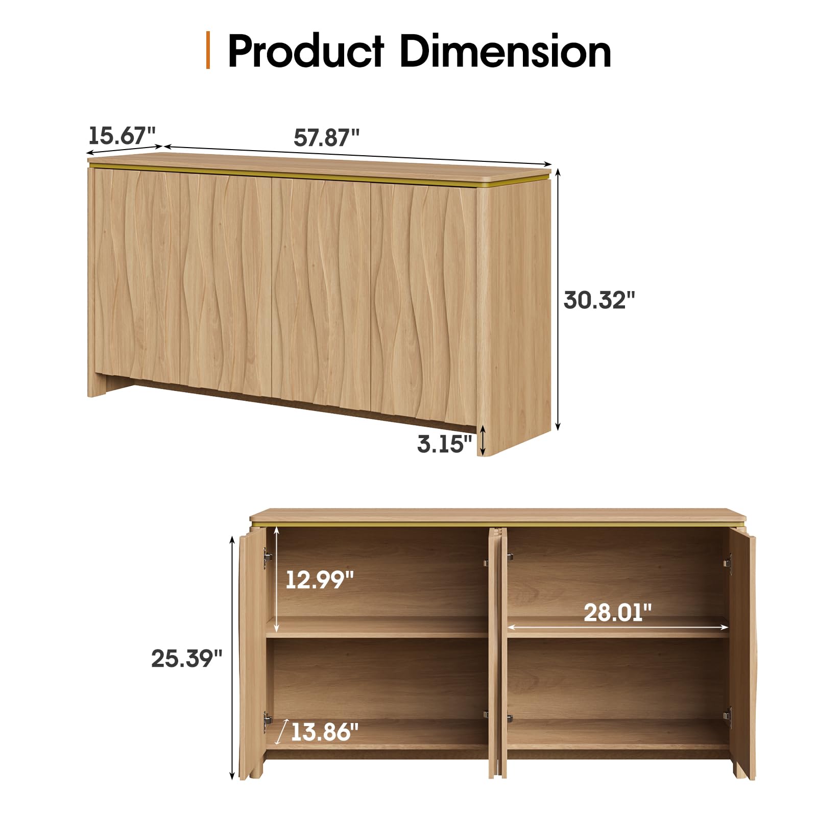 Fluted Buffet Cabinet with Storage
