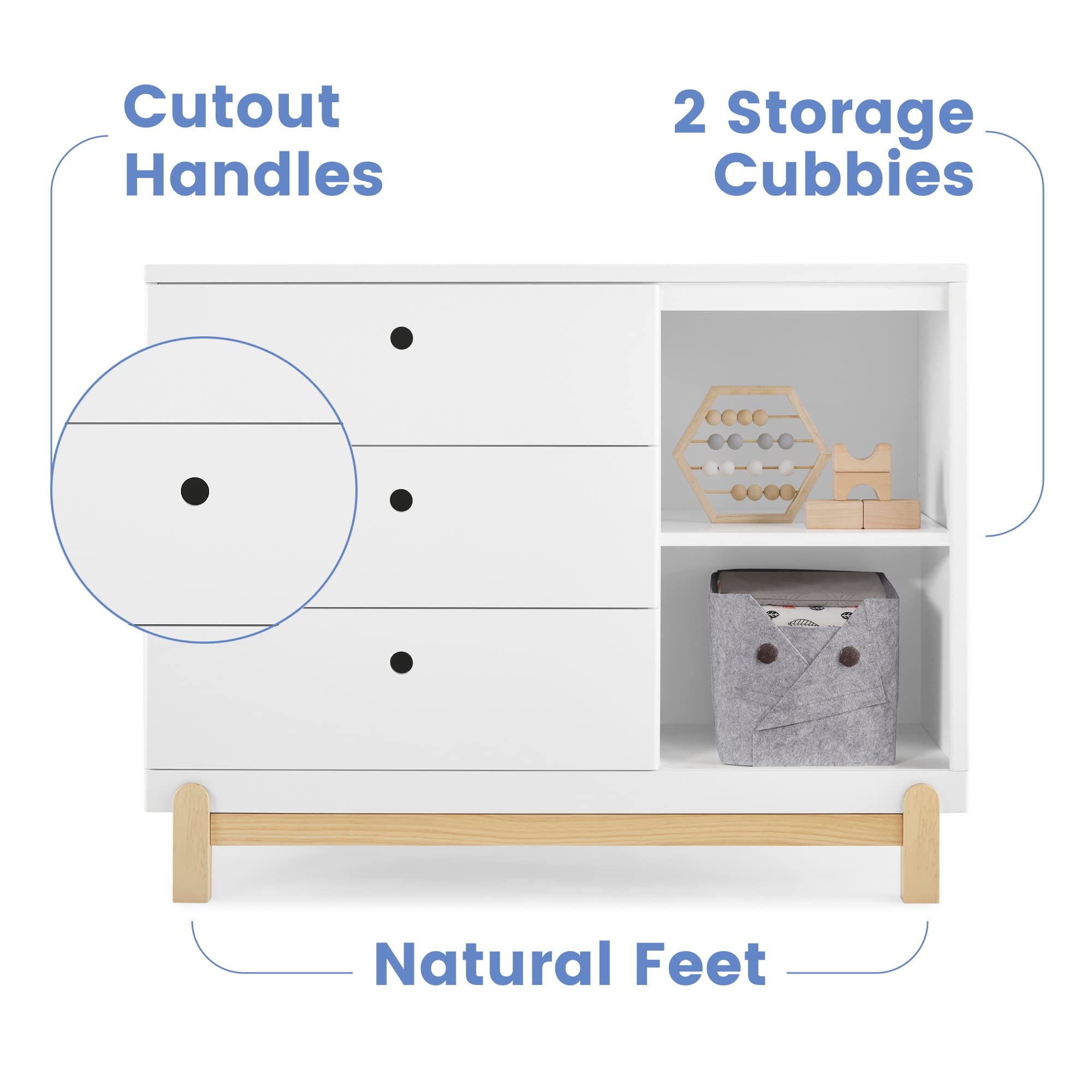 Poppy 3 Drawer Dresser with Cubbies