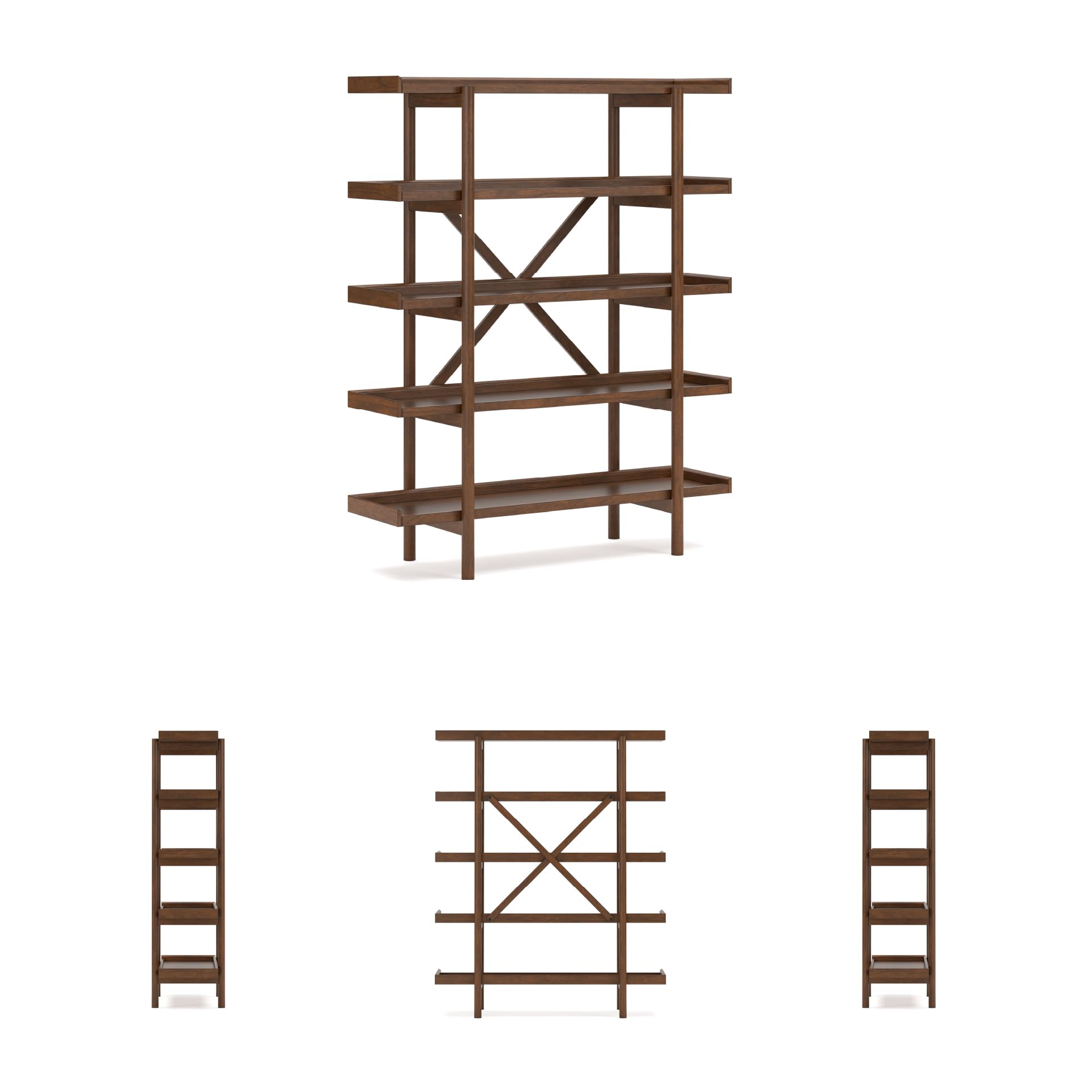 Lyncott 5-Tier Etagere Bookcase 70" Light Brown