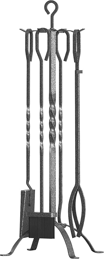 5-Piece Fireplace Tool Set with Stand