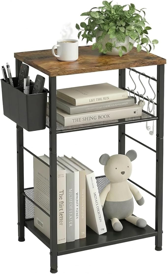 Purple Kids Nightstand 3-Tier Small Side Table