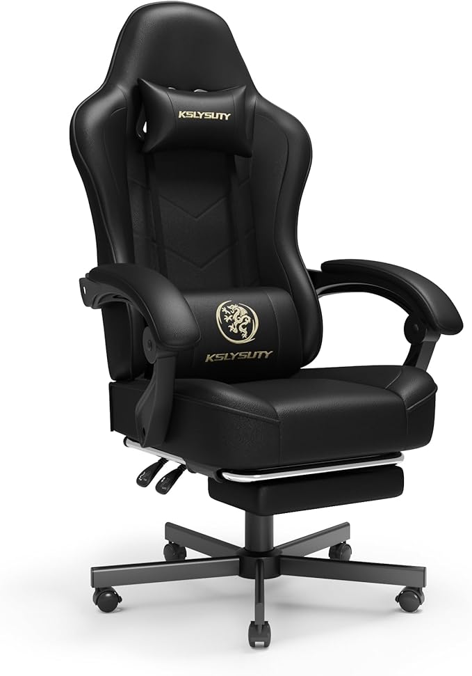Gaming Chair with Footrest and Lumbar Support