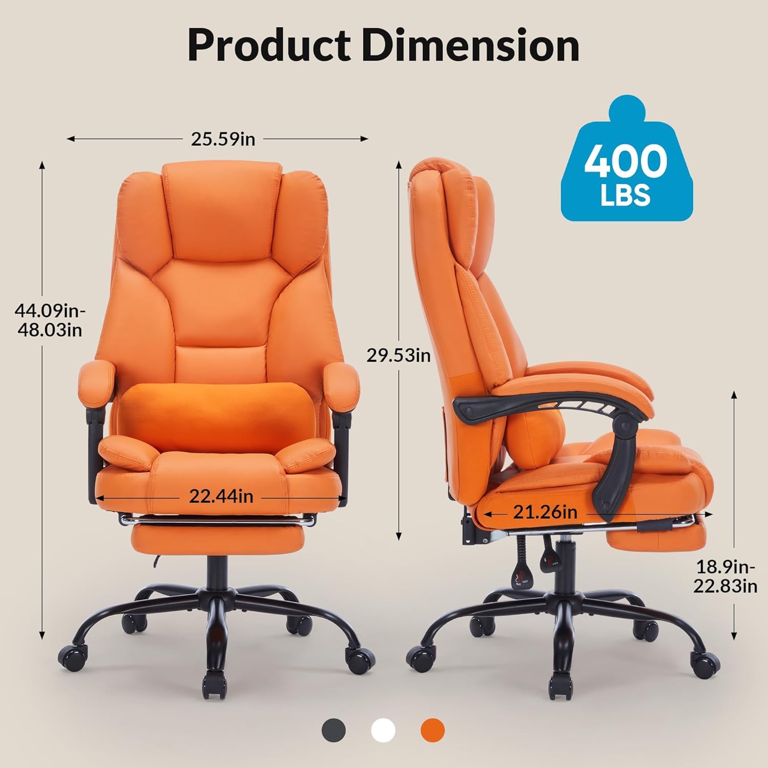 Reclining Office Chair with Footrest and Lumbar Support