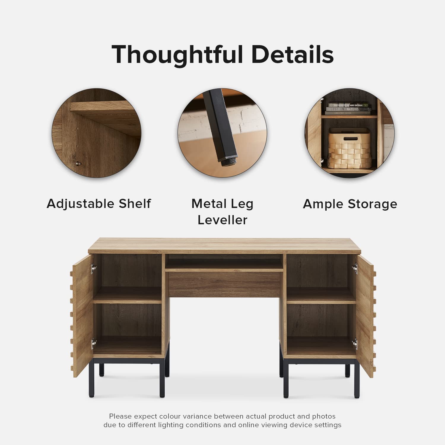 Executive Desk with Dual Cabinet and Metal Legs