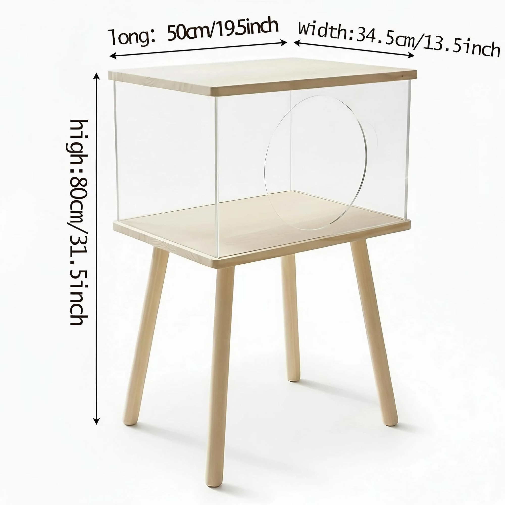 Cat Bedside Table with Acrylic Guardrail
