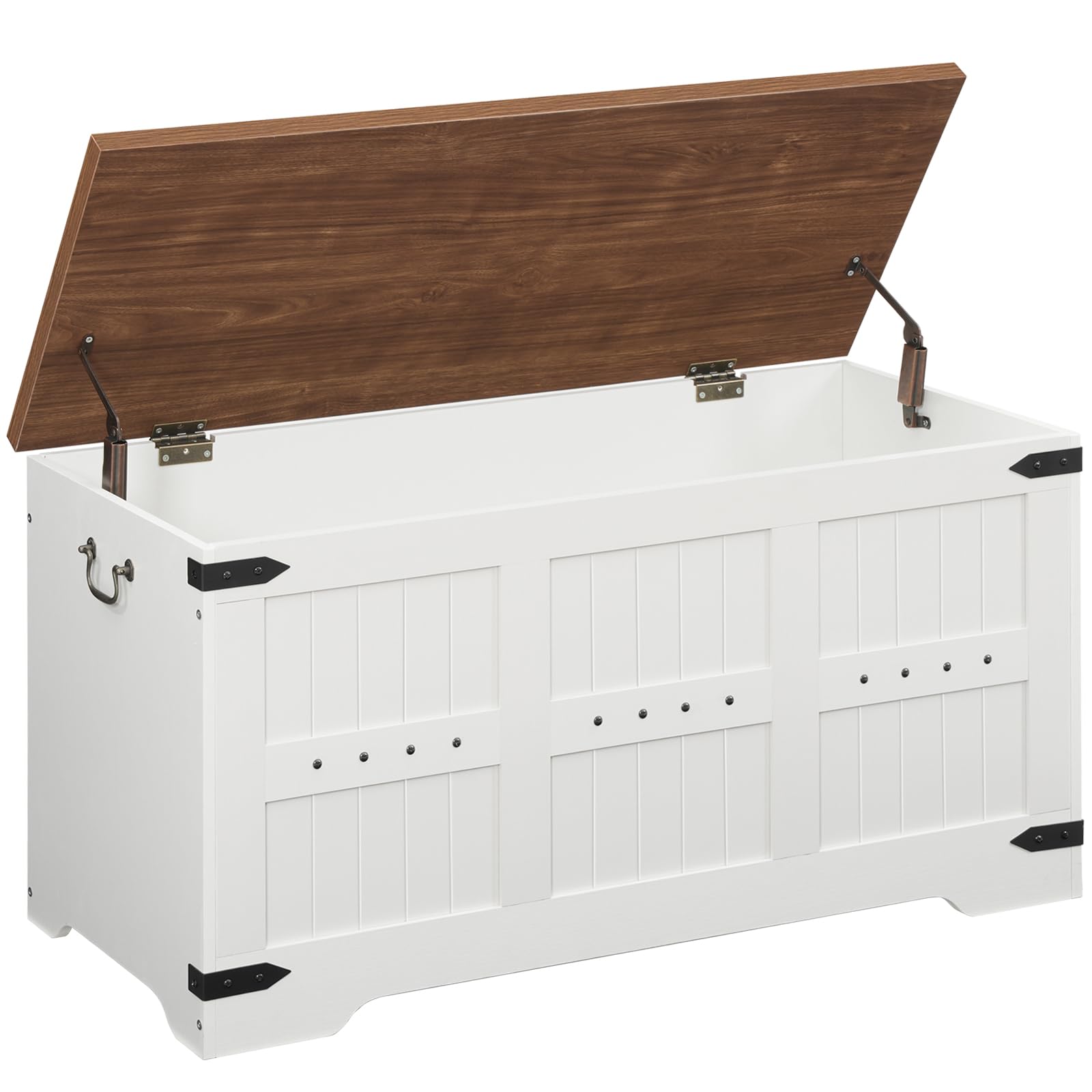 Farmhouse Storage Bench with Safety Hinges