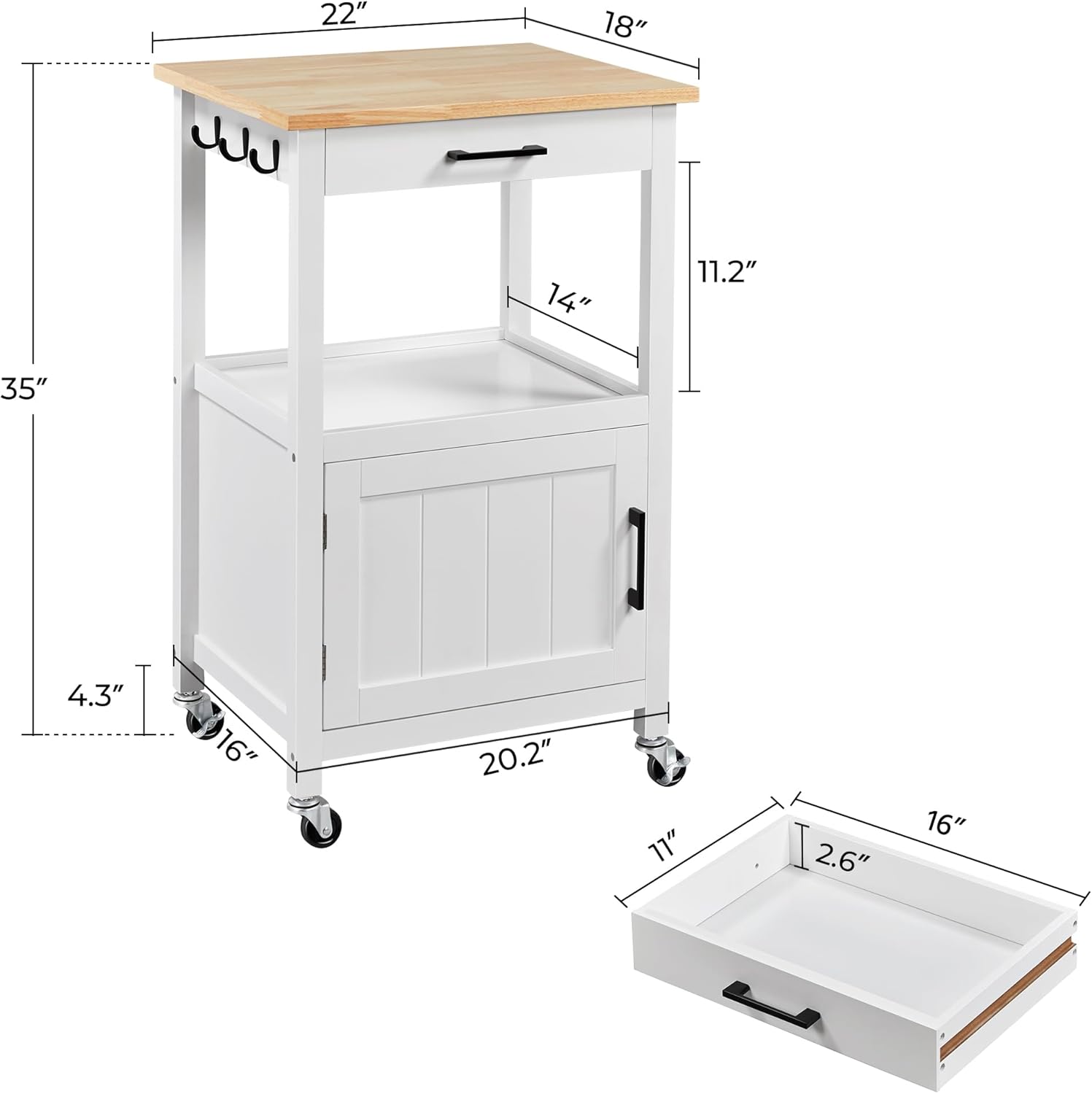 Kitchen Island Cart with Storage on Wheels