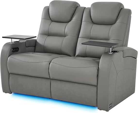 Top Grain Nappa Leather Power Recliner Home Theater Seating - Row of 5
