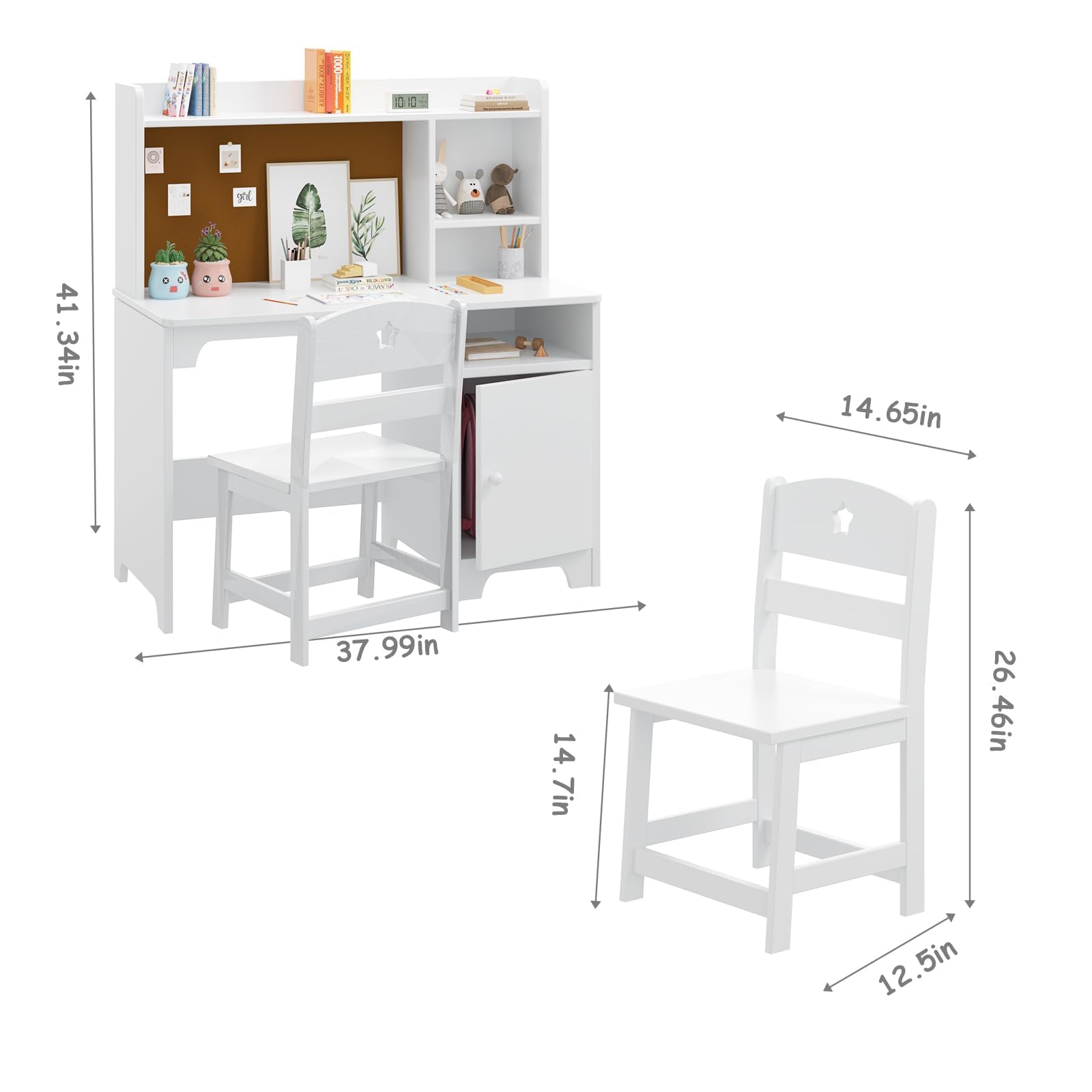 Kids Desk and Chair Set with Hutch