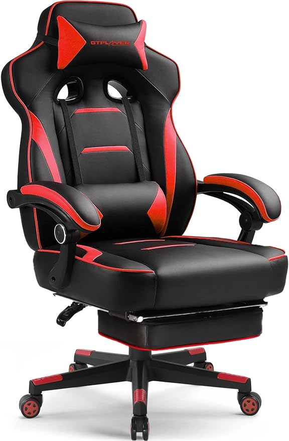 Gaming Chair with Footrest and Lumbar Support