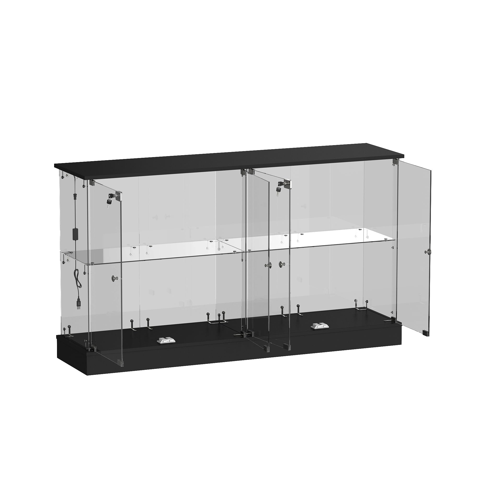 Short Glass Display Cabinet with Adjustable LED Light