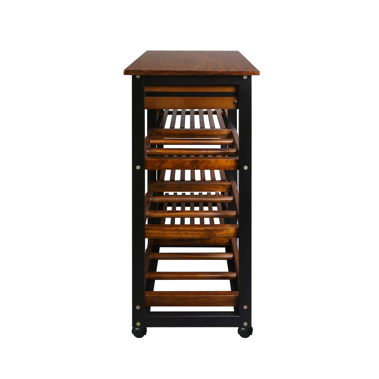 Rolling Kitchen Island Trolley with Wine Rack