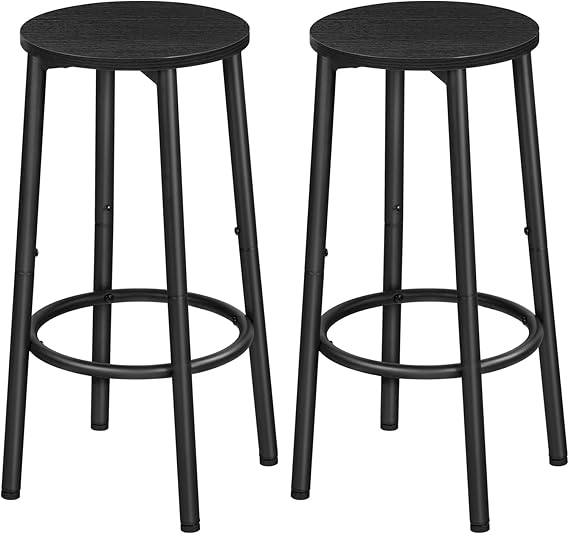 Rustic Brown Bar Stools Set of 2 with Footrest