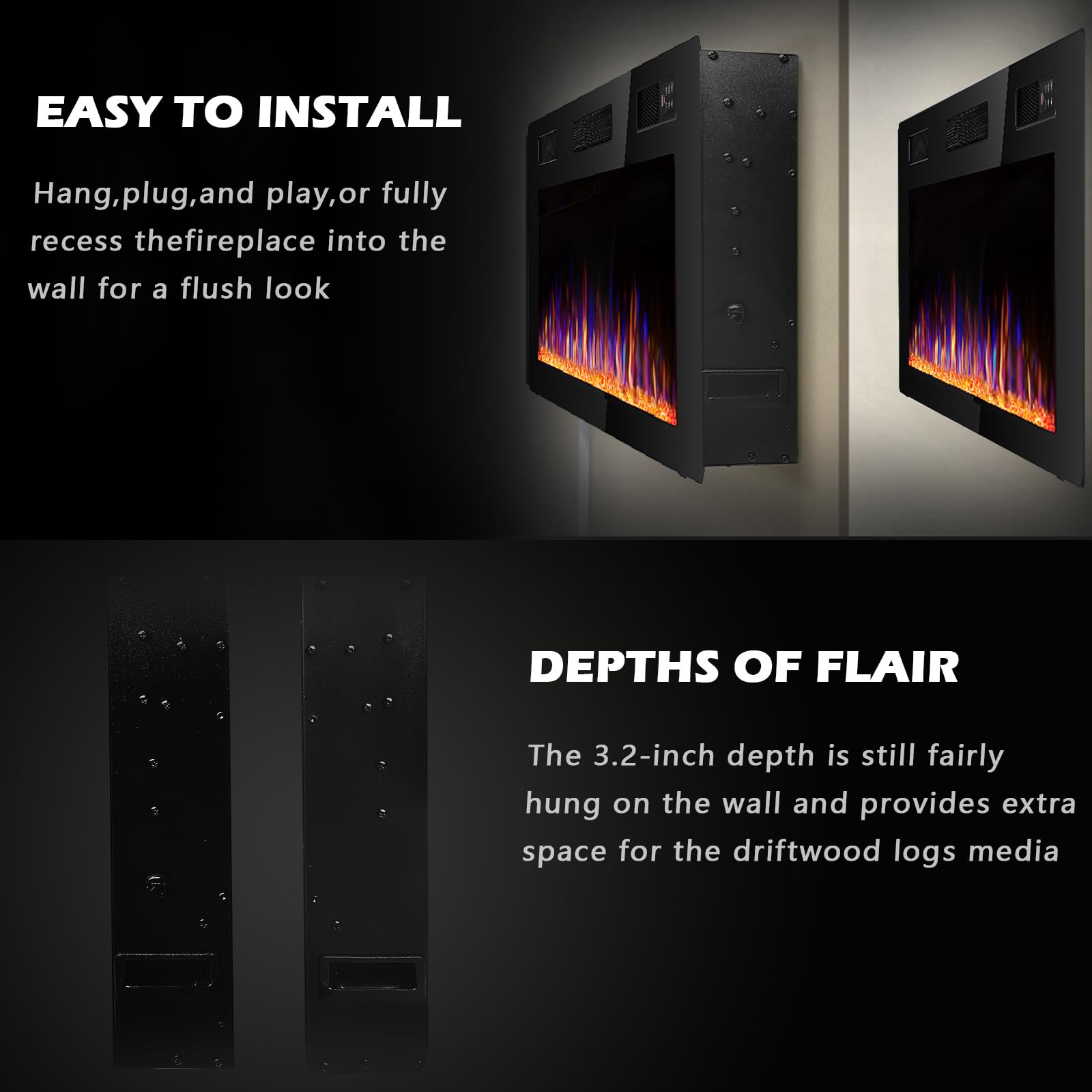 72 Inch Ultra-Thin Linear Electric Fireplace