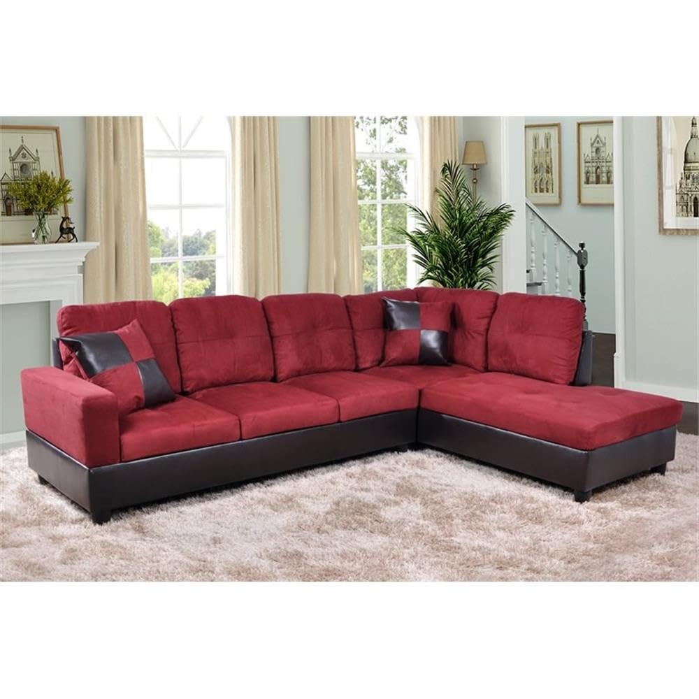 Andes Microfiber Sectional Sofa - Raspberry Red