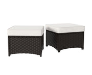 Outdoor Wicker Ottoman Set of 2 Square Rattan Footrest