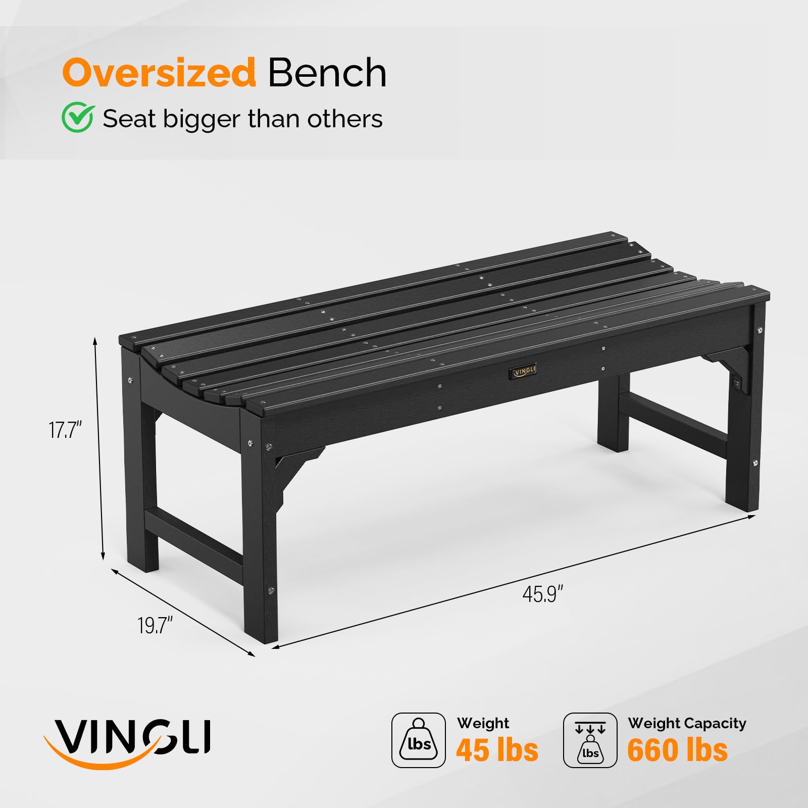 Outdoor HDPE Porch Bench - 800 lbs Capacity