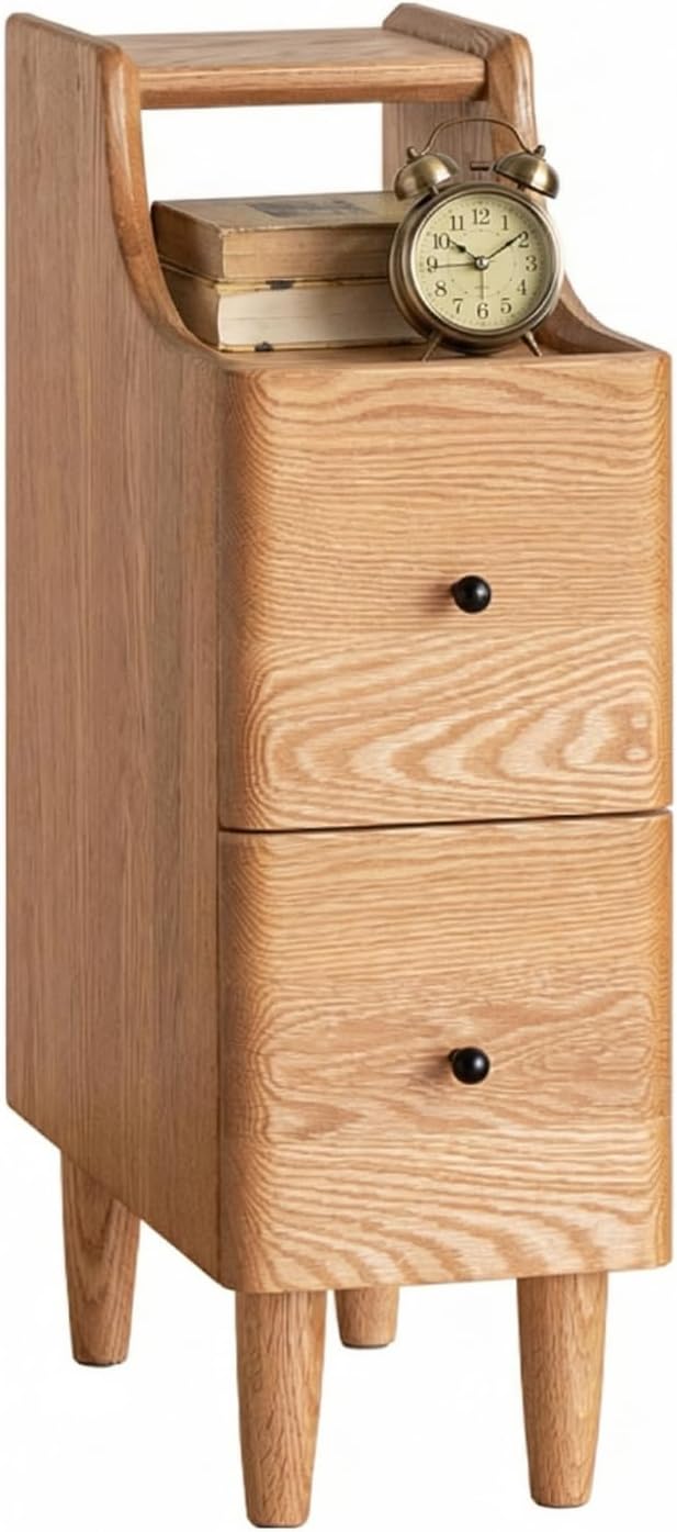 White Wood Nightstand with 2 Drawers