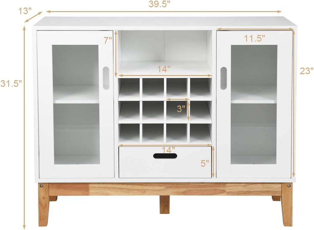 Buffet Sideboard with Wine Rack and Storage