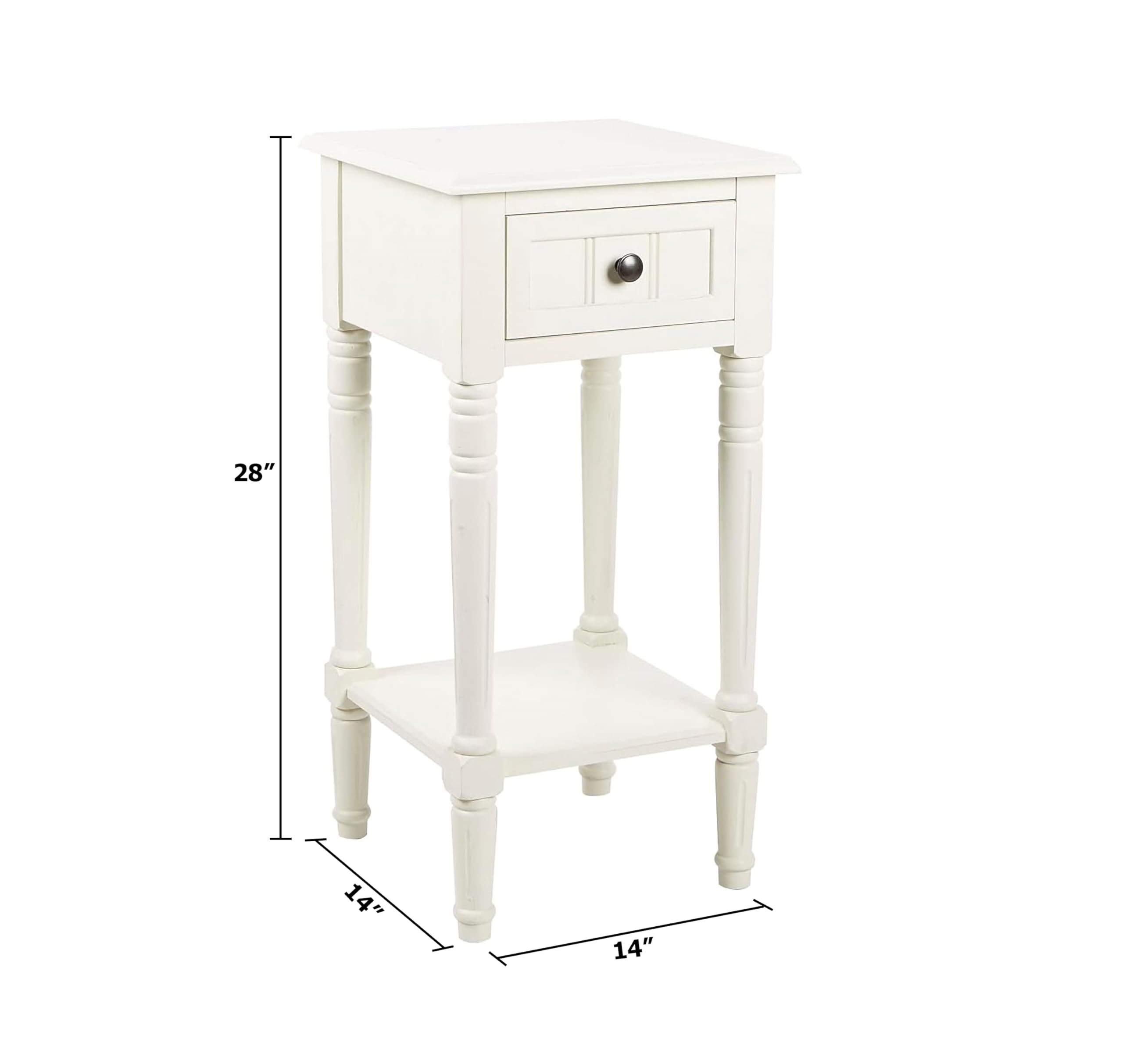 White Traditional Accent Table with Drawer