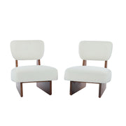 Low Profile Accent Chair Set of 2 - White Walnut
