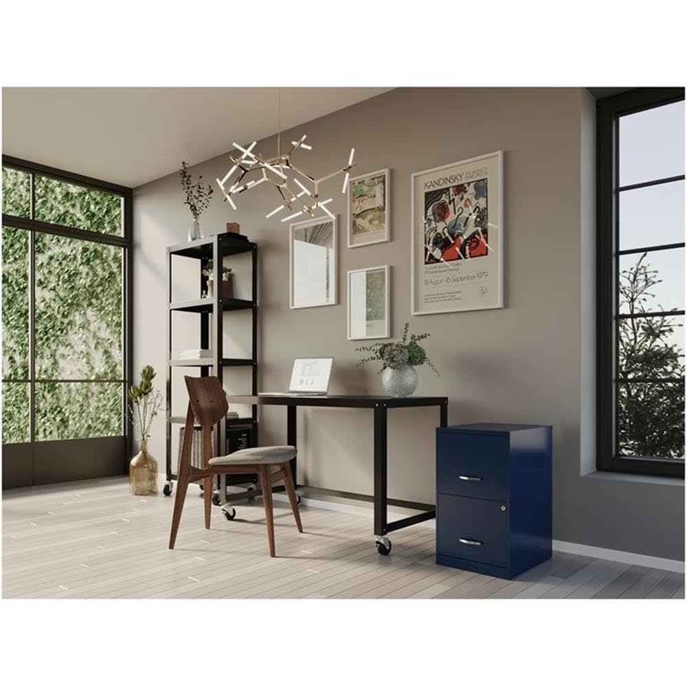 2-Drawer Metal Filing Cabinet Navy 18" Deep