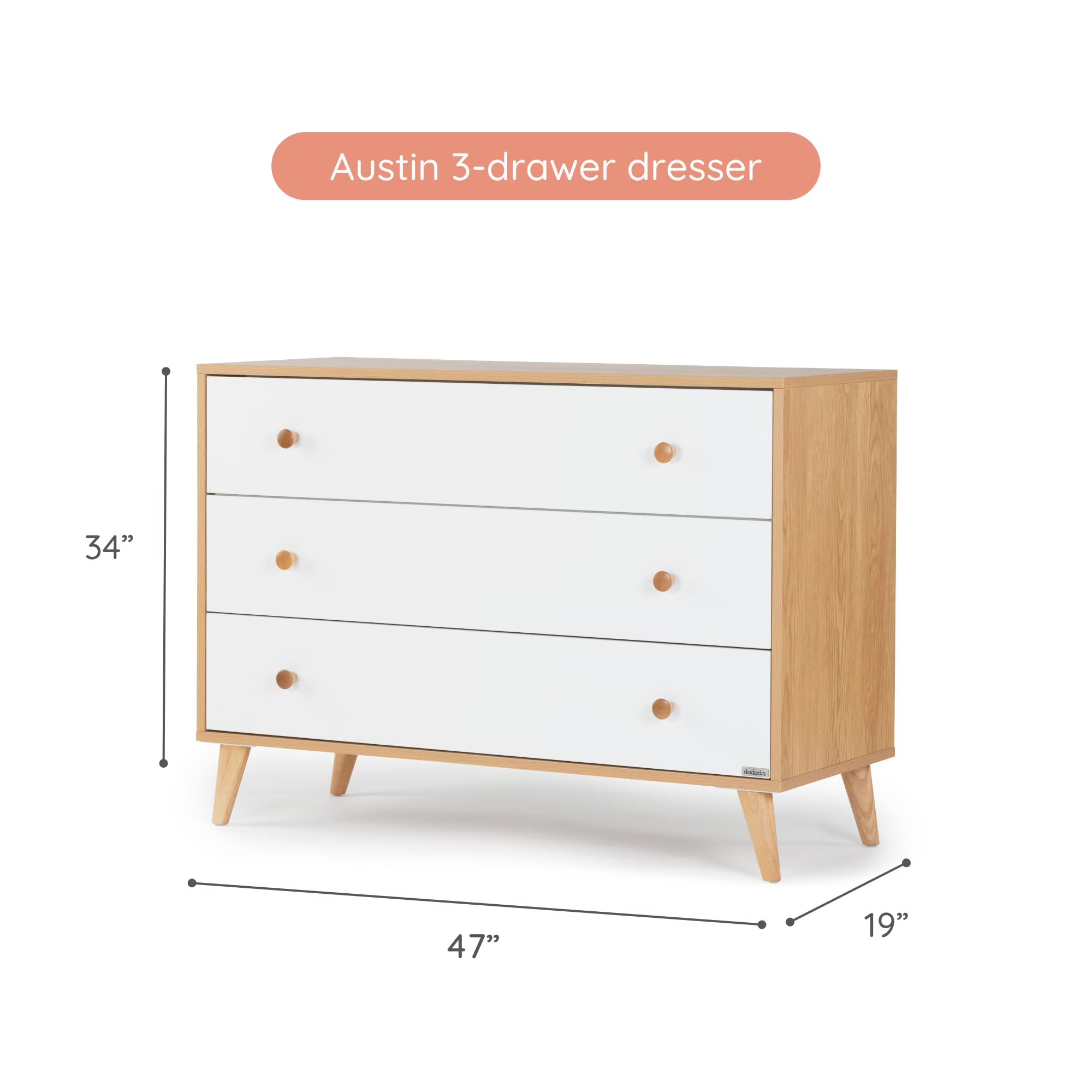 Austin 3-Drawer Dresser - Modern Nursery & Bedroom Storage
