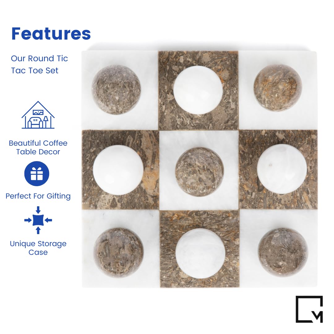 Round Marble Tic Tac Toe Game Set