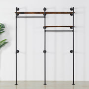 Industrial Wall-Mounted Clothing Rack with Shelves