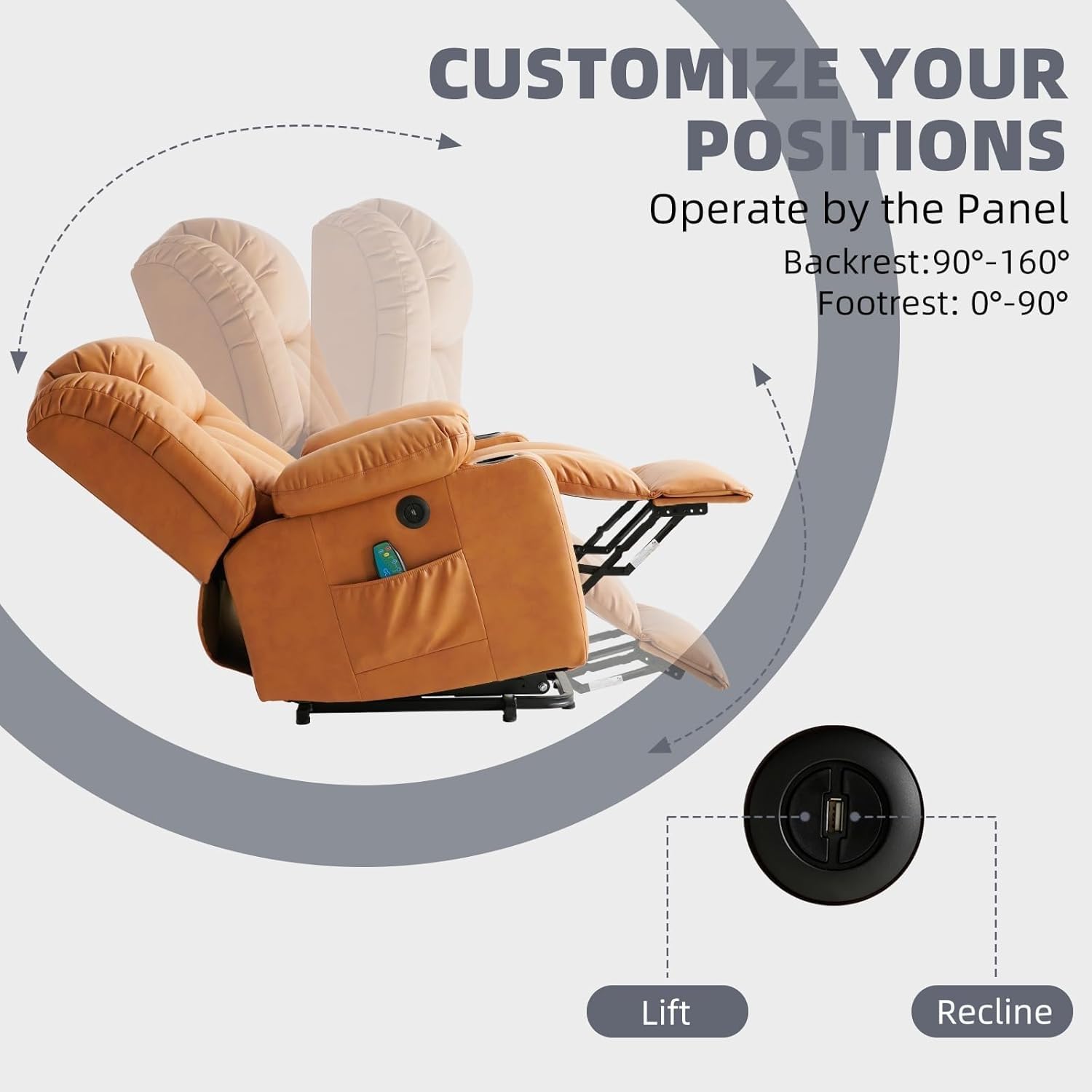 Electric Power Lift Recliner Chair with Massage and Heat