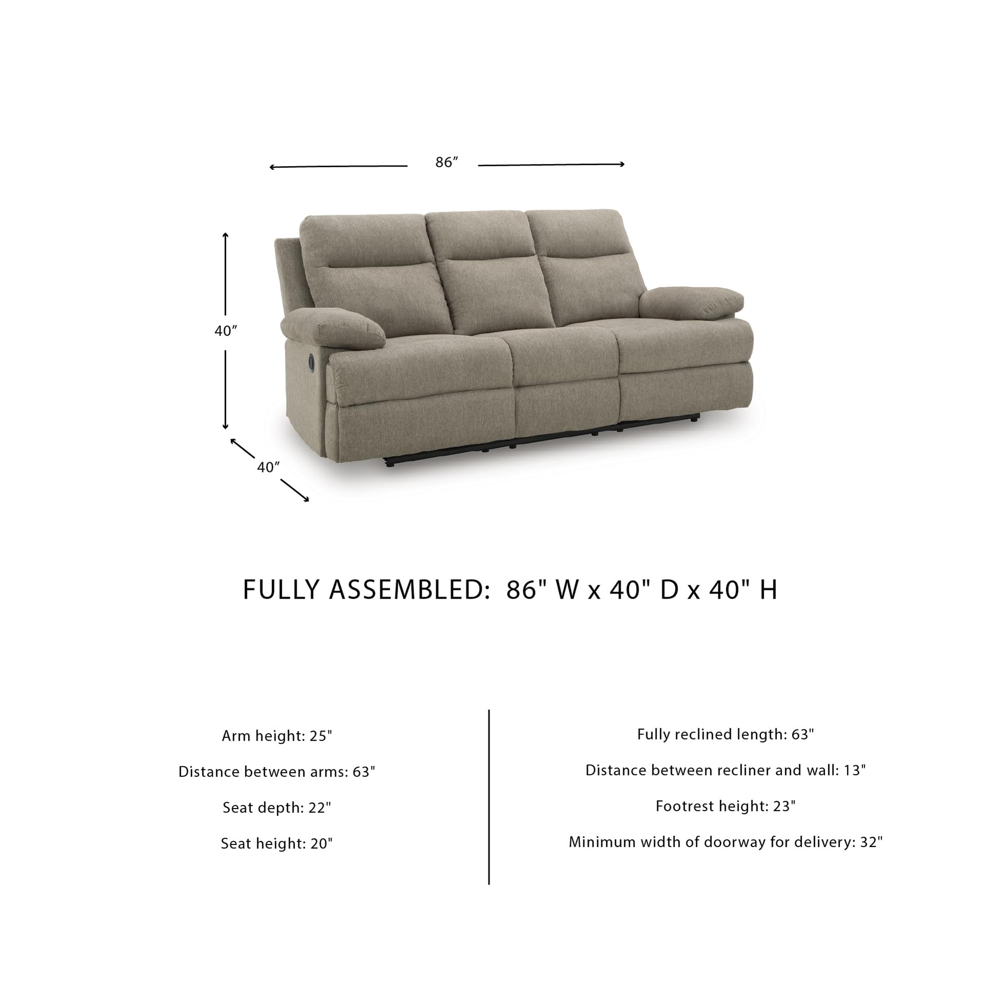 Mocha Chenille Reclining Sofa with Drop-Down Table