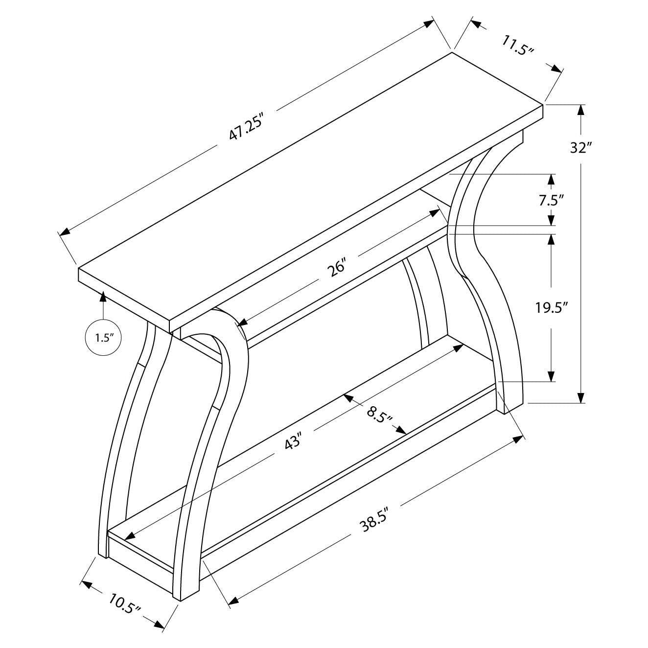 Hall Console Accent Table Dark Taupe 47L