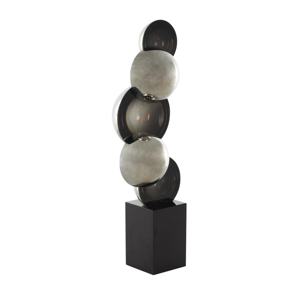 Glass Abstract Decorative Sculpture with Black Base