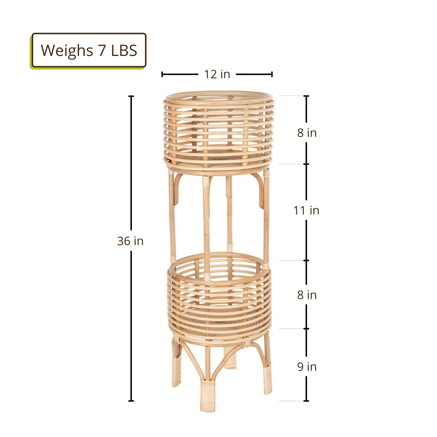 Two-Tier Rattan Plant Stand