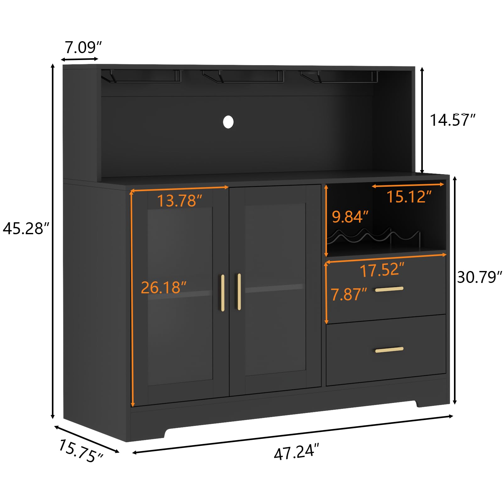 LED Bar Cabinet with Wine Rack Storage