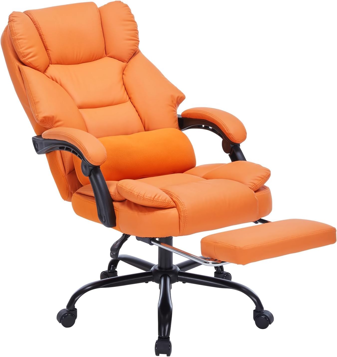 Reclining Office Chair with Footrest and Lumbar Support